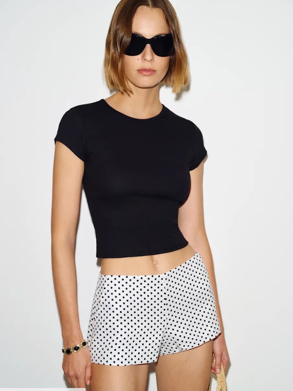 Reformation muse black cropped top